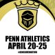 A gold-and-black poster for the Penn Athletics April 20-25 calendar.