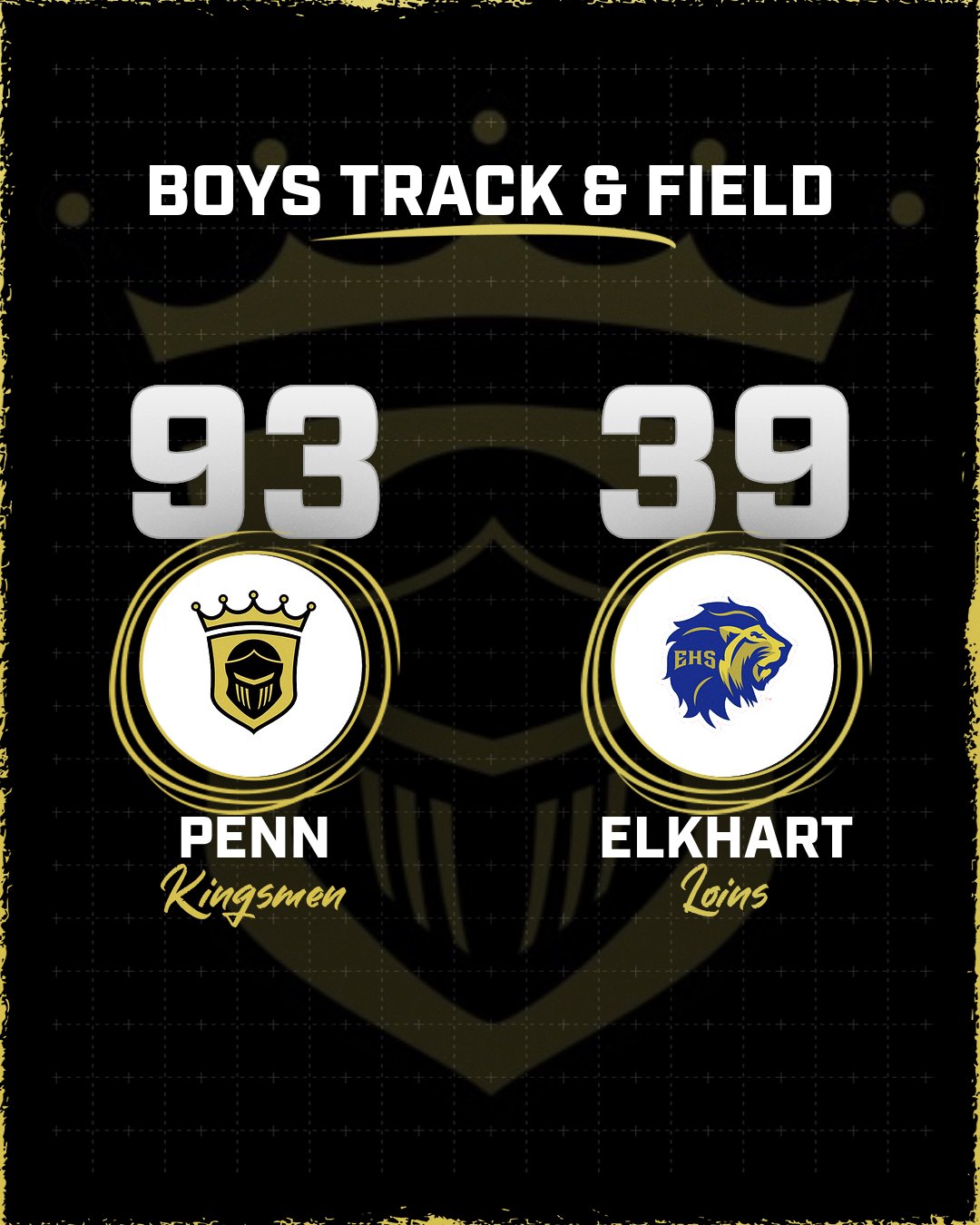 Boys track & field scoreboard: Penn State vs Elkhart High School, 93-39