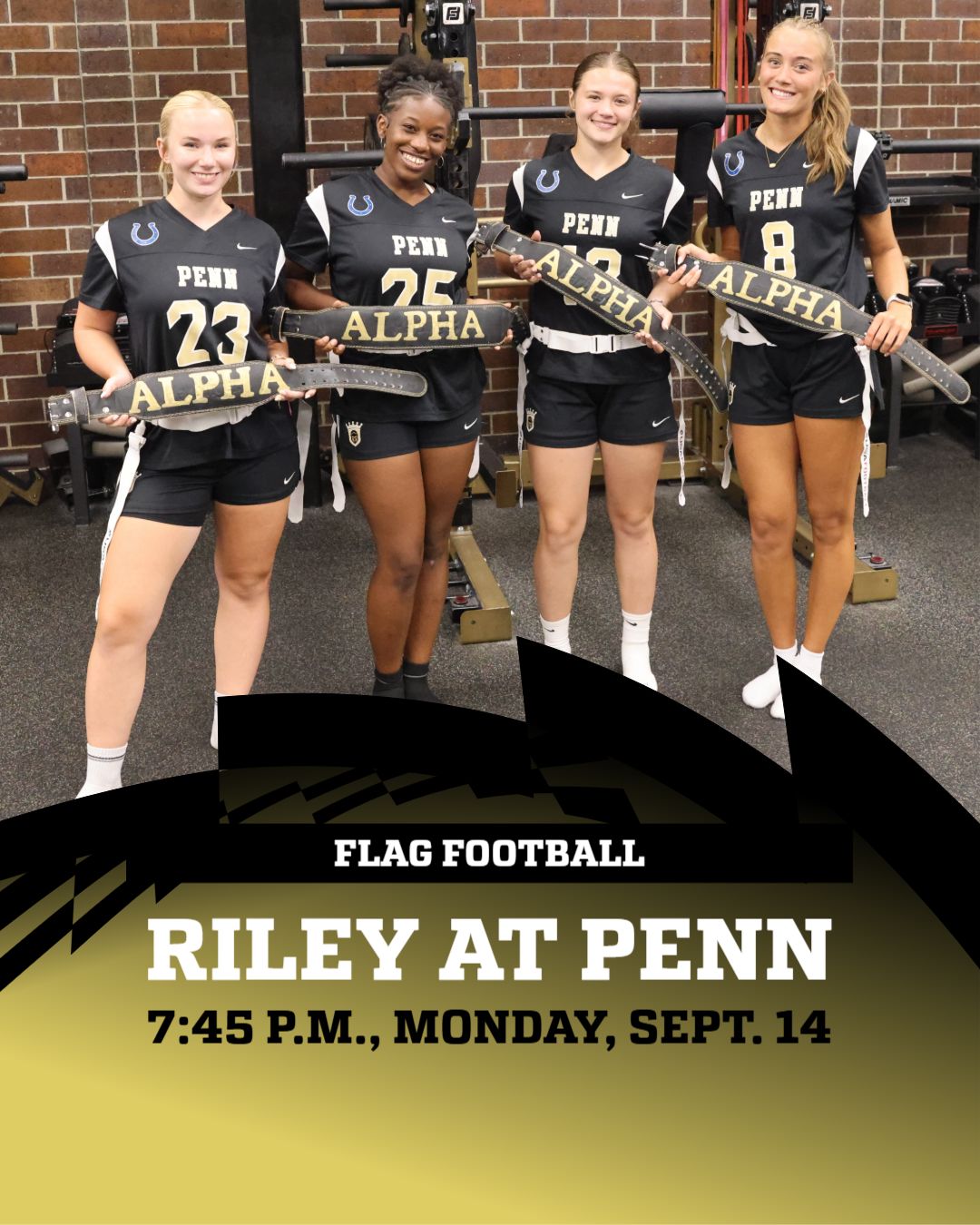 Penn Flag Football players pose for a photo.