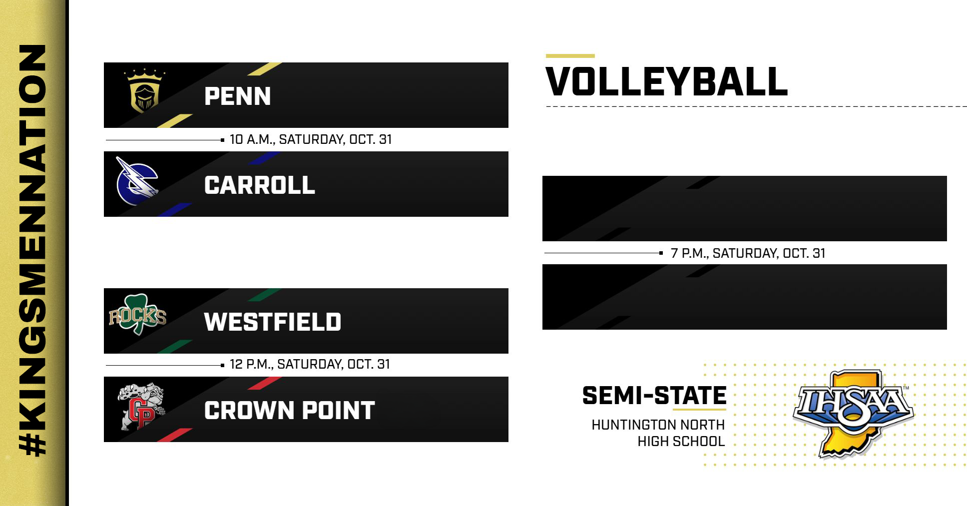 A black and white image of a sports schedule.